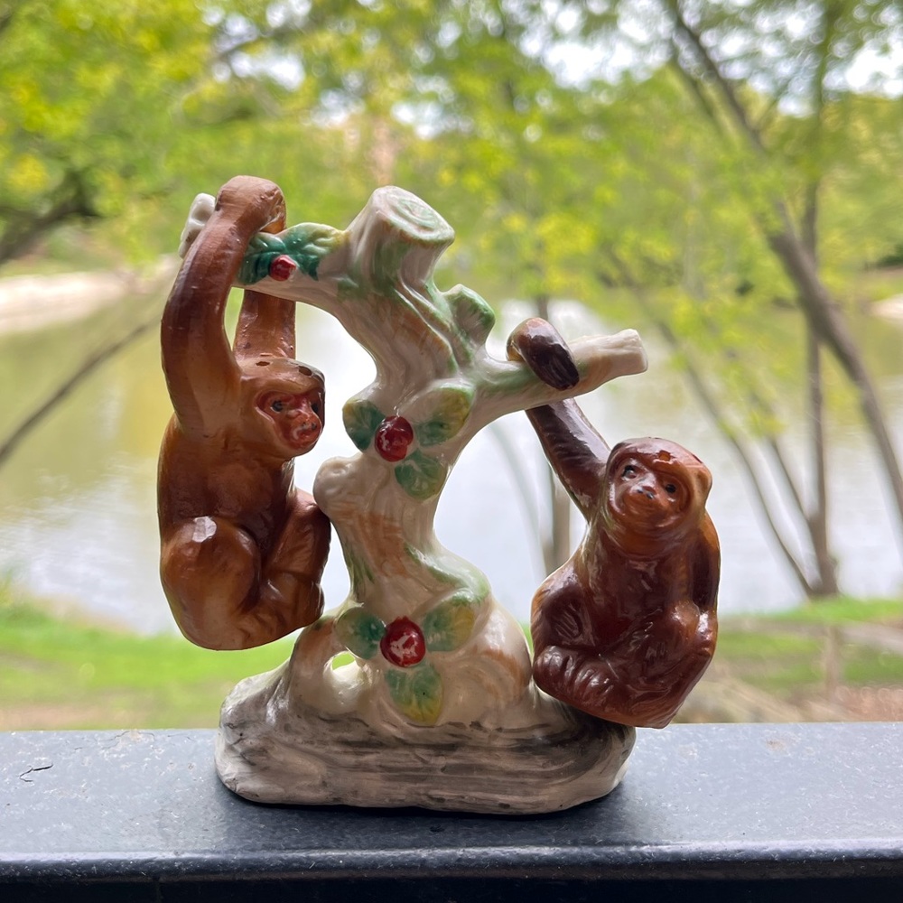 Vintage Hanging Monkeys Salt and Pepper Shakers